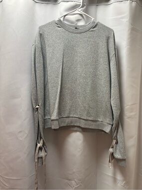 Gray Tie-Sleeve Crewneck Sweatshirt
